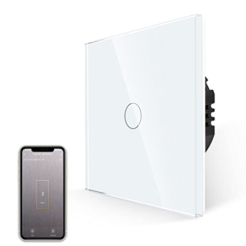 JIMEIDA Wlan Touch Lichtschalter in weiß, Einbauschalter mit Glas Panel, 600W...