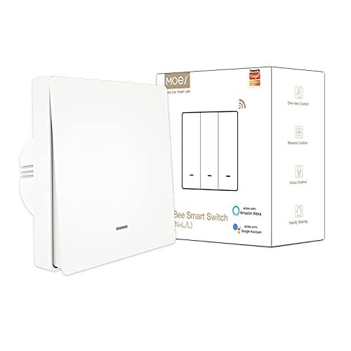 MOES Smart Wlan Druckknopf Schalter, Neutralleiter erforderlich, 1Gang Funk...