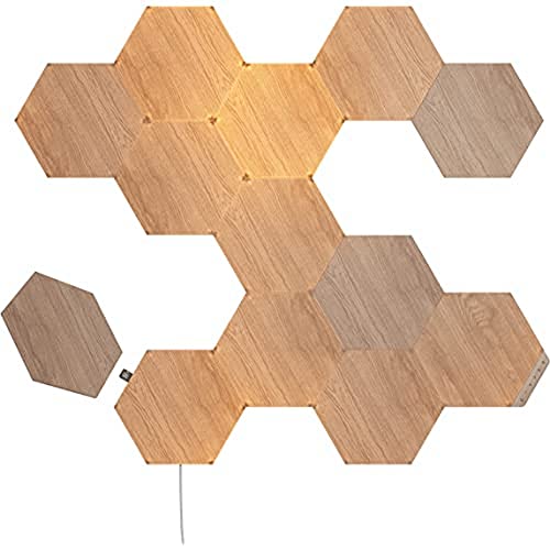 Nanoleaf Elements Hexagon Starter Kit, 13 Smarten Holzoptik LED Panels -...