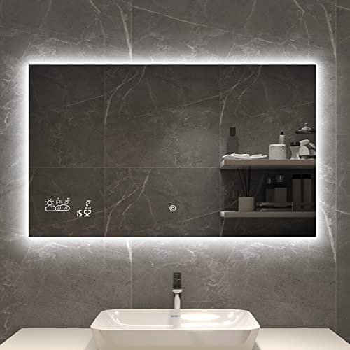 byecold Badspiegel mit LED Beleuchtung 100x60CM, Badezimmerspiegel Beschlagfrei...