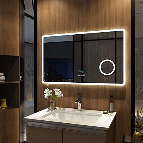 Meykoers led Badspiegel 100x60cm Badezimmerspiegel mit Beleuchtung Wandspiegel...