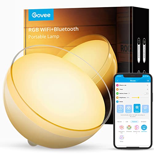 Govee WiFi LED Tischlampe, dimmbare Nachttischlampe WLAN RGBWW, tragbare...