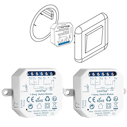 LoraTap 2er Pack Wifi Schalter Relais Modul 4.0 (vorhandener Schalter bleibt...