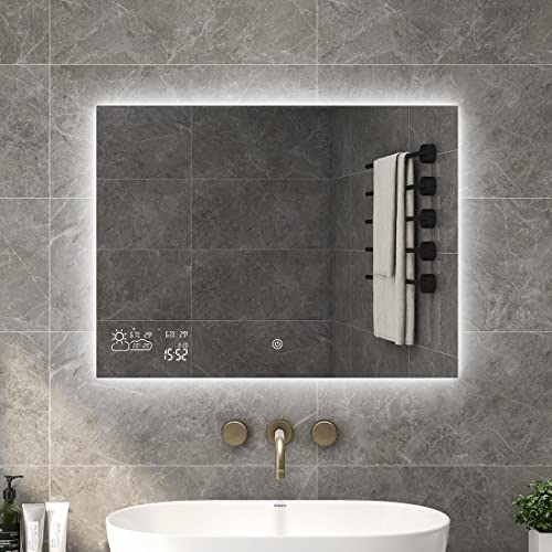byecold Badspiegel mit LED Beleuchtung 80x60CM, Badezimmerspiegel Antibeschlag,...